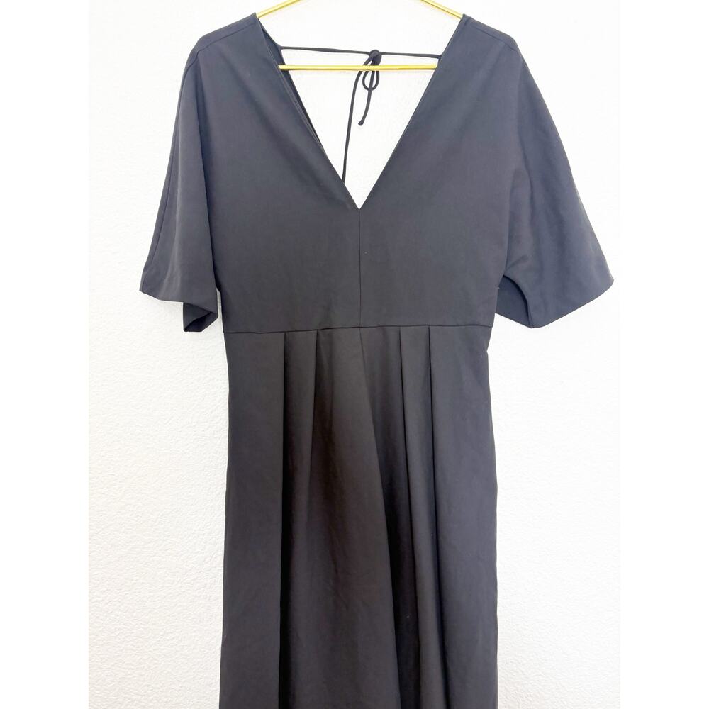 Zara Black Short Sleeve Midi Dress Large Aline Chic Modest Classic 8773/998 - Picture 9 of 14